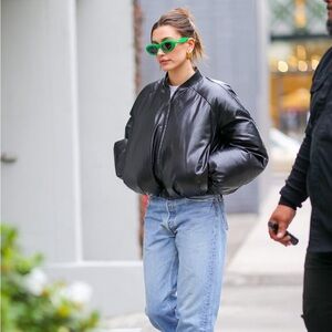 Acne Studio Faux Leather Black Bomber Jacket